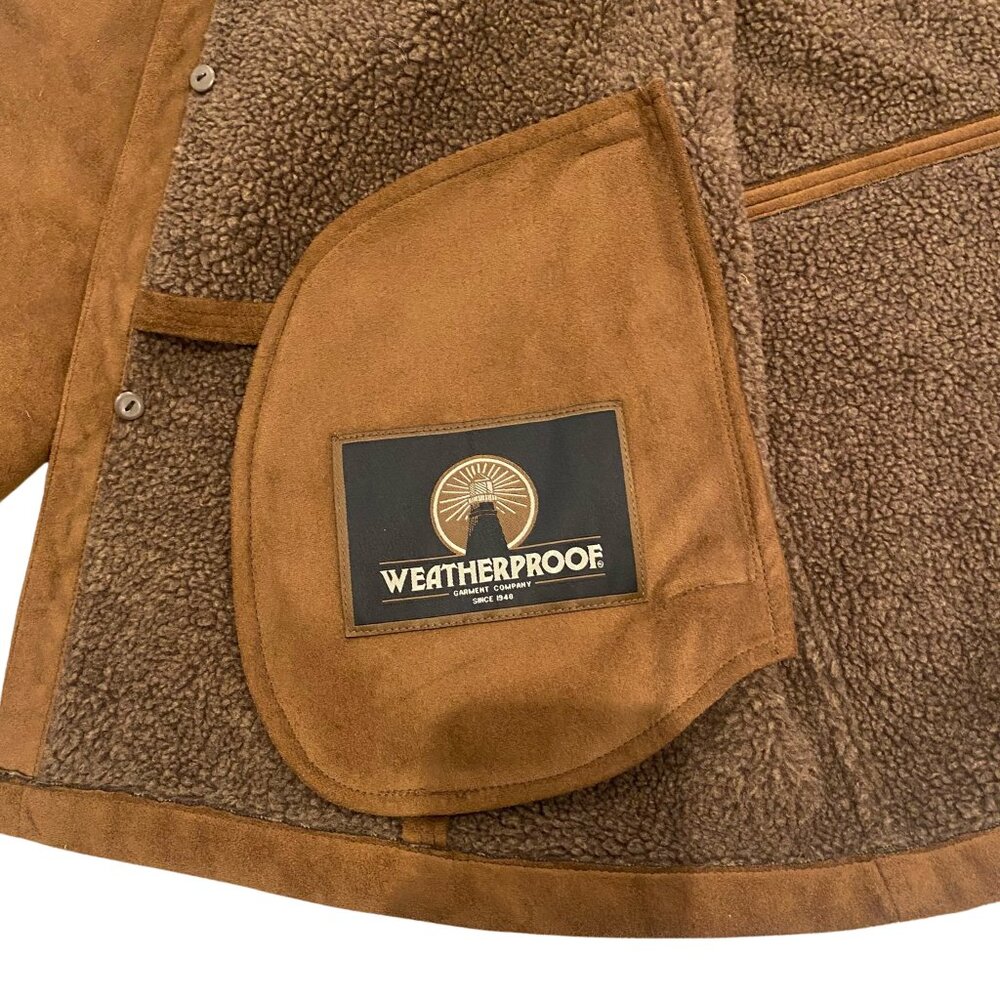 Weatherproof XL Faux Suede Sherpa Bomber Jacket w/ Phone Pouch - Picture 5 of 9